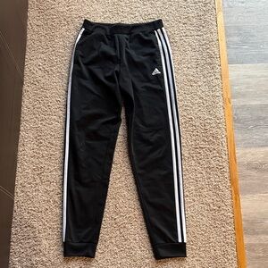 adidas Black Jogger Pants with White Side Stripes